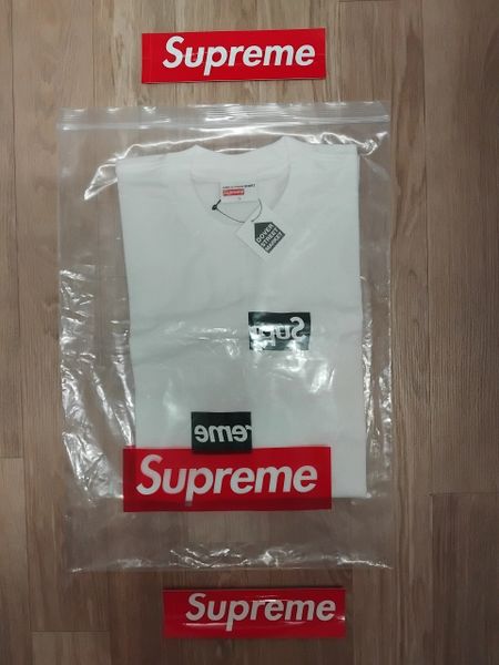 Supreme Comme Des Garcons Split Box Logo Tshirt Large White Brand New Ships W/W