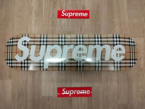 Supreme X Burberry Skateboard Deck Beige Brand New And Sealed Worldwide Shipping