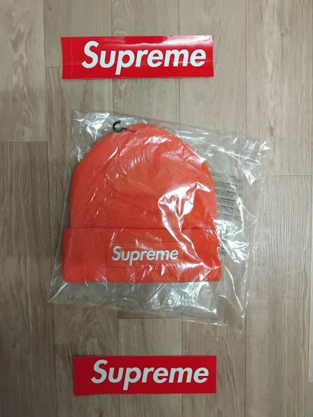 Supreme New Era Box Logo Beanie FW24 One Size Orange BNWT Worldwide Shipping