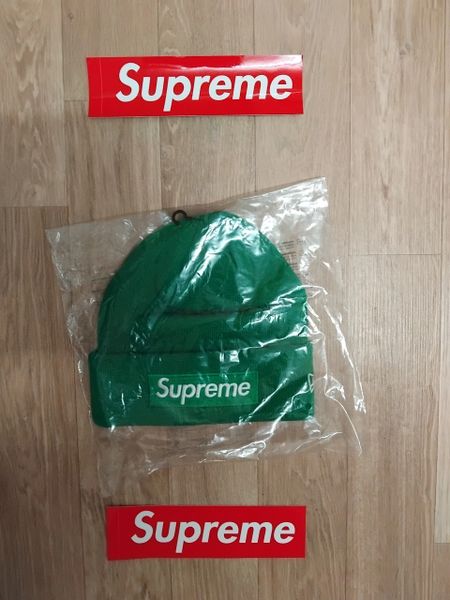 Supreme New Era Box Logo Beanie FW24 One Size Green BNWT Worldwide Shipping