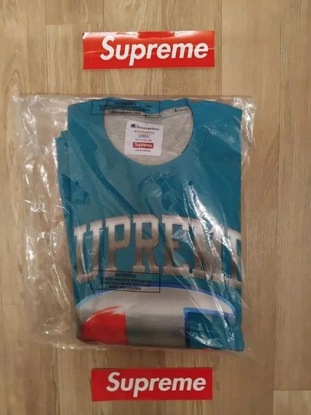 Supreme x Champion Crewneck Sweatshirt Dark Teal Size L Large BNWT W/W Shipping