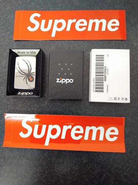 Supreme Spyder Zippo Lighter Metal Made In USA Box Logo Accessory Silver BNWT