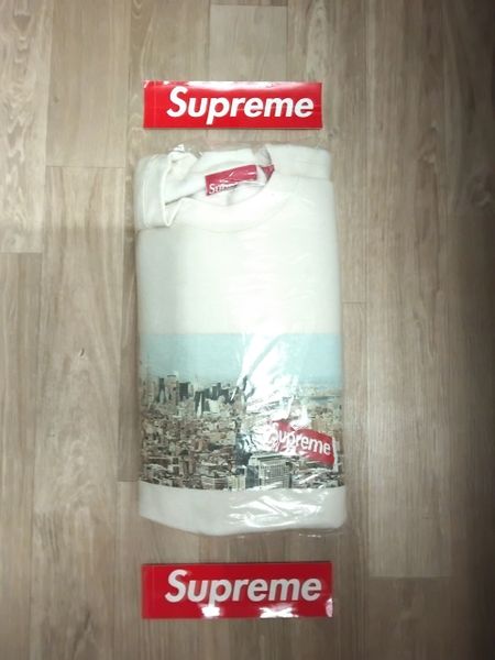 Supreme Aerial New York Skyline Crewneck Sweatshirt Natural Size XL Brand New