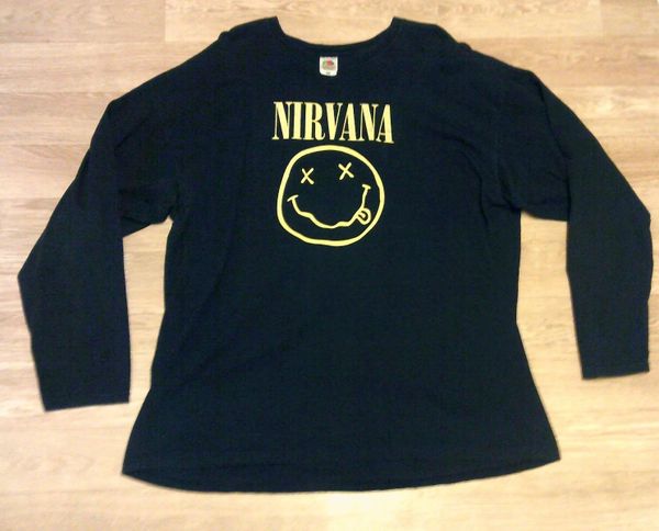 NIRVANA Black Longsleeve Tee T-shirt Size 2XL Fruit Of The Loom Used Condition