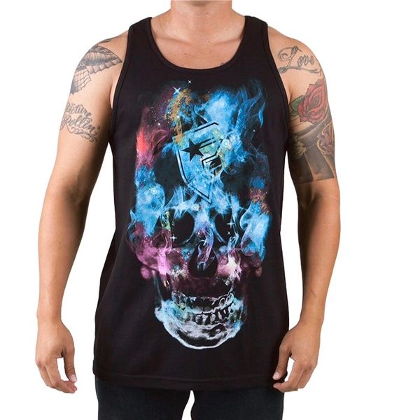 Famous Stars and Straps Black Nebula Skull Tank Top