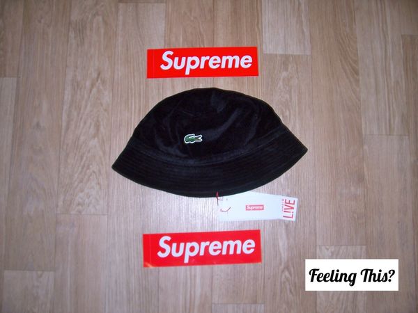 Supreme x Lacoste Crusher Velour Bucket Hat L/M