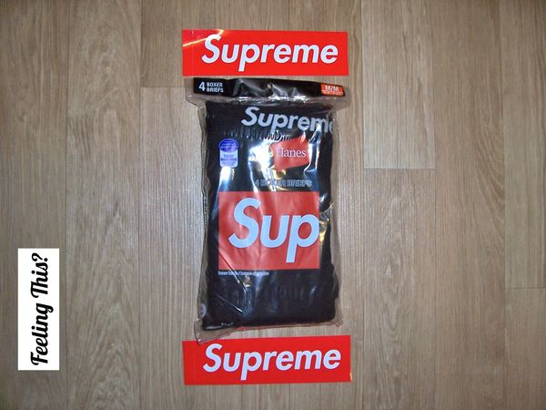 Supreme x Hanes 4 Pack Black Boxer Briefs