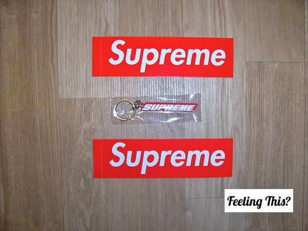 Supreme Bevel Logo Keychain Red