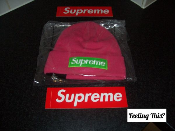 Supreme New Era Box Logo BOGO Beanie (FW17) Pink