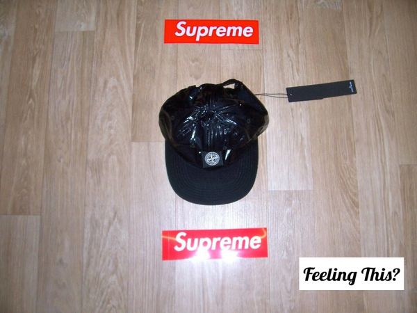 Supreme x Stone Island 6 Panel Hat Cap Black