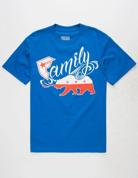 Famous Stars and Straps Family Bear Mens Tee Blue XL White And Red Graphic