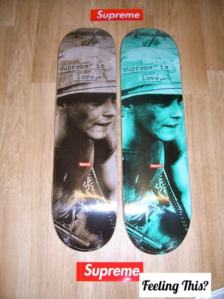 Supreme Is Love Skateboard Set Of Two In Stone And Teal Both Colour Ways