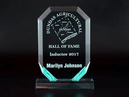 Acrylic award reverse laser engraved