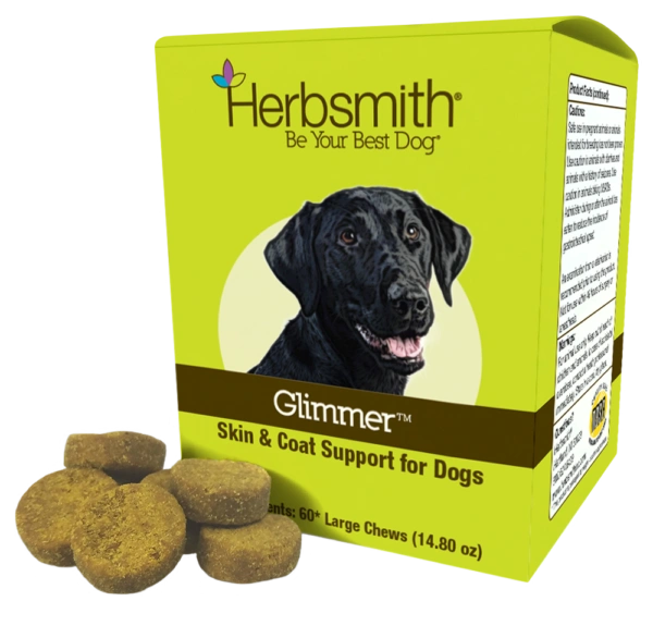 Herbsmith Glimmer Soft Chews Skin & Coat Support for Dogs Fluffy Dog