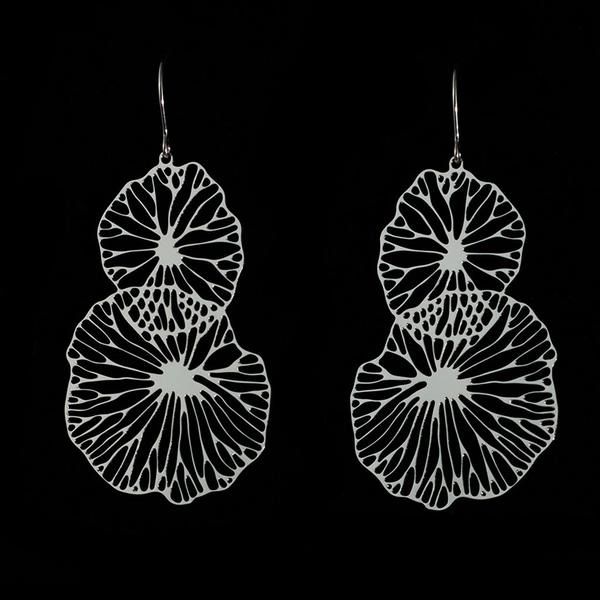 "Lily Pads" Earrings Silver Plated Stainless Steel