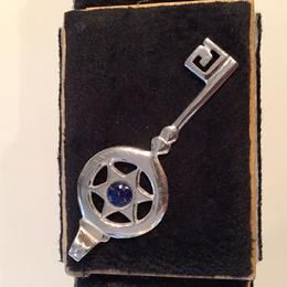Silver Key with Lapis Pendant
