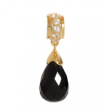 Circle of Love Collection- Gold Plated Black Onyx Teardrop Charm