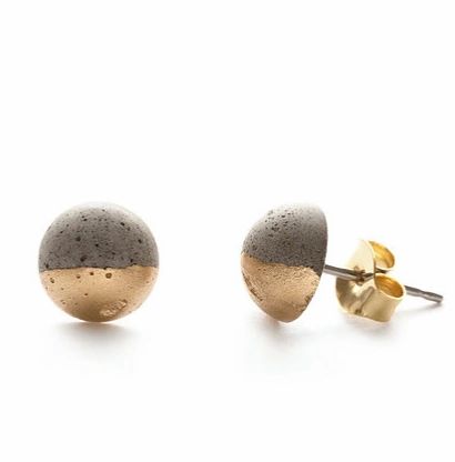 Gilded Concrete and Brass Stud Earrings