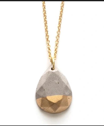 Gilded Concrete Pear Shaped Necklace