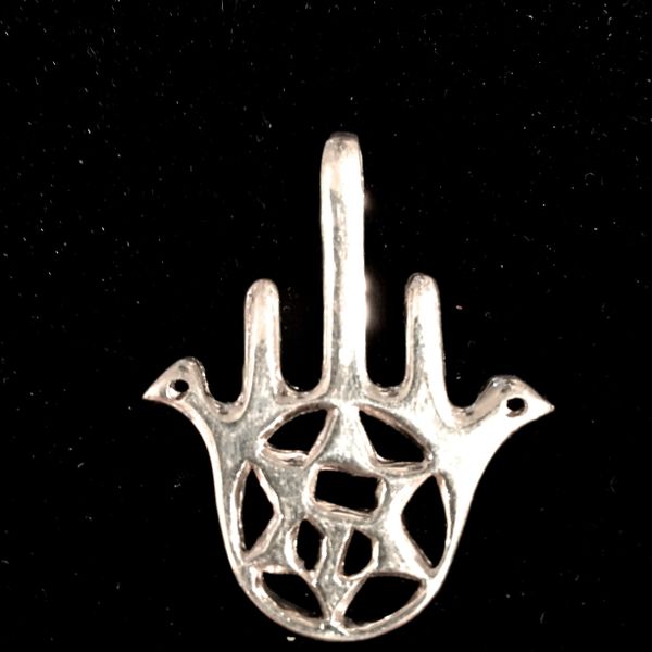 Silver Hamsa with Star Pendant