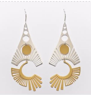 Abstract "Radiate" Design by Alucik with Mixed Gold and Silver Plated Earrings