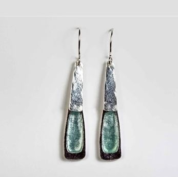 Ancient "Polished" Roman Glass and Sterling Silver Earrings