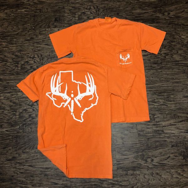 Texas Logo Comfort Color Pocket Tee Orange Freak Outdoors