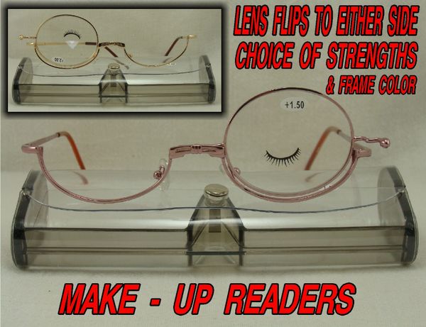 EYE MAKEUP READING GLASSES FLIPS TO EITHER SIDE #R257MU