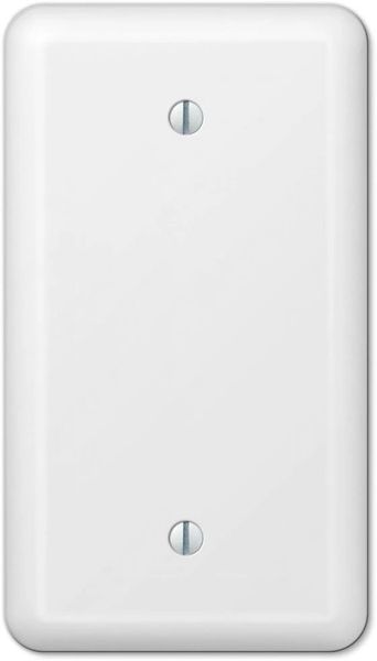 White Metal Single Blank Switch Wall Plate Cover Enamel Finish