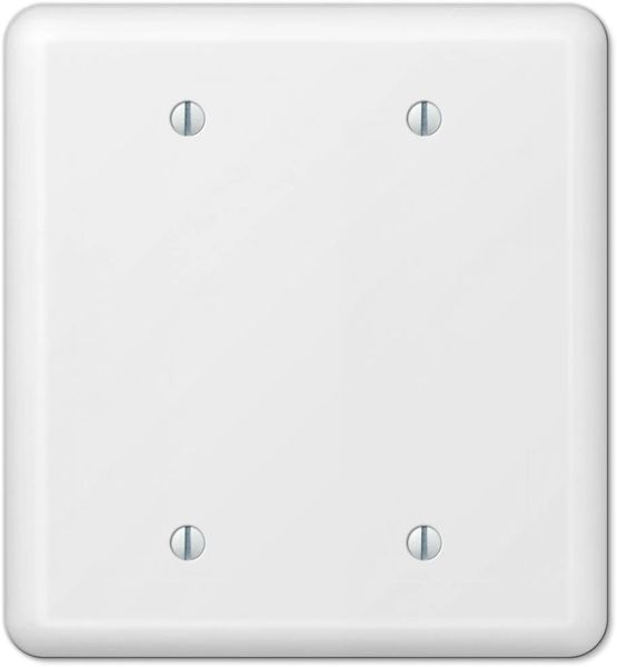 White Metal Double Blank Switch Wall Plate Cover Enamel Finish