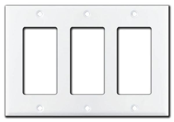 Smooth Gloss White Metal Wall Plate Covers Triple Rocker