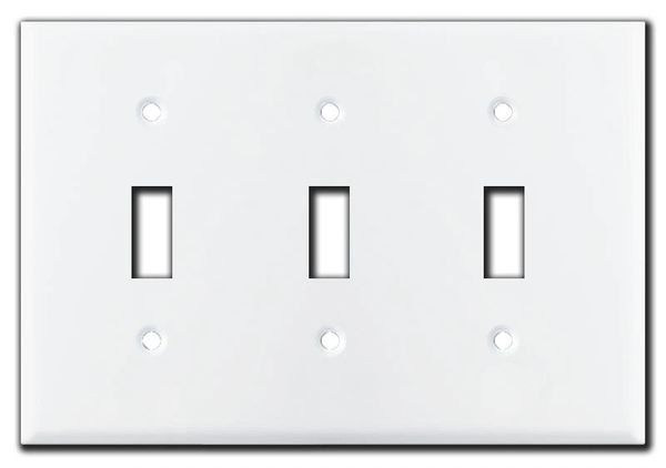 Smooth Gloss White Metal Wall Plate Covers Triple Toggle