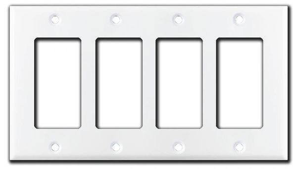 Smooth Gloss White Metal Wall Plate Covers Four Rocker