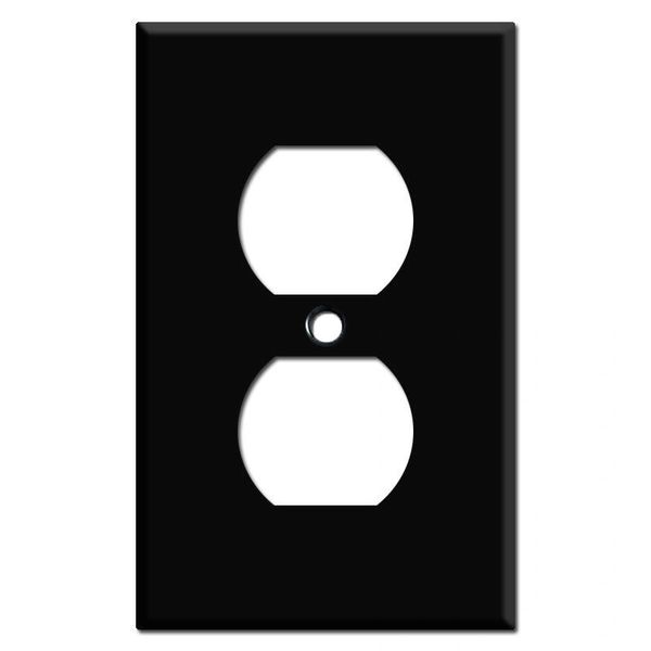 Smooth Gloss Black Metal Wall Plate Covers Single Duplex