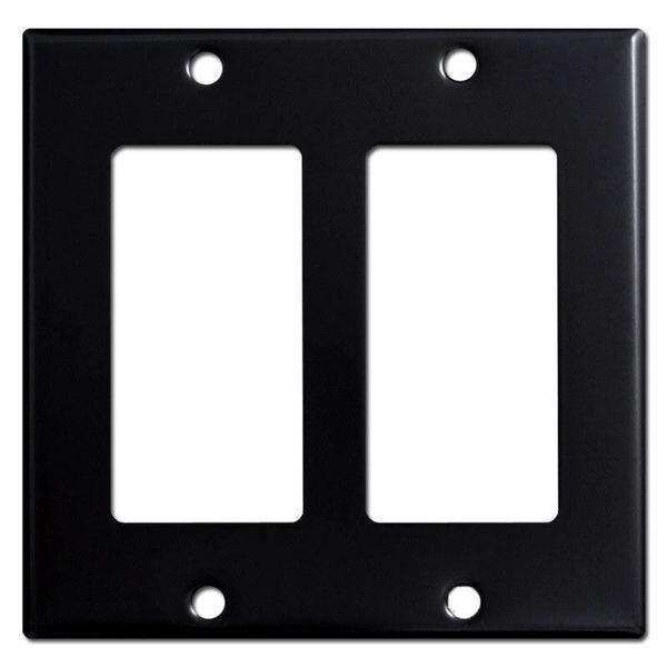 Smooth Gloss Black Metal Wall Plate Covers Double Rocker