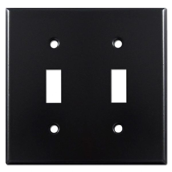Smooth Gloss Black Metal Wall Plate Covers Double Toggle