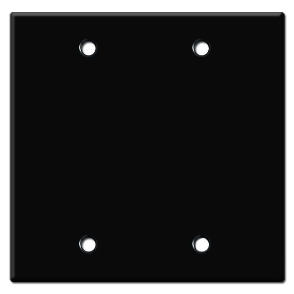 Smooth Gloss Black Metal Wall Plate Covers Double Blank