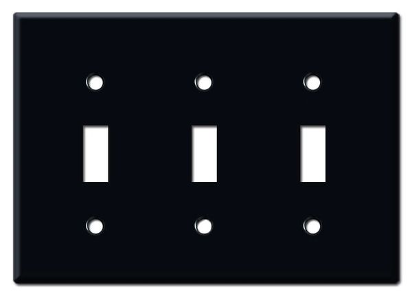 Smooth Gloss Black Metal Wall Plate Covers Triple Toggle