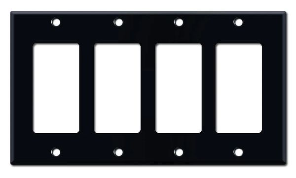 Smooth Gloss Black Metal Wall Plate Covers Four Rocker
