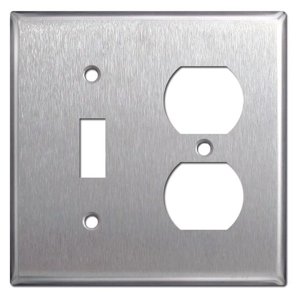 Brushed Satin Nickel Stainless Steel Wall Cover Toggle/Duplex Combo