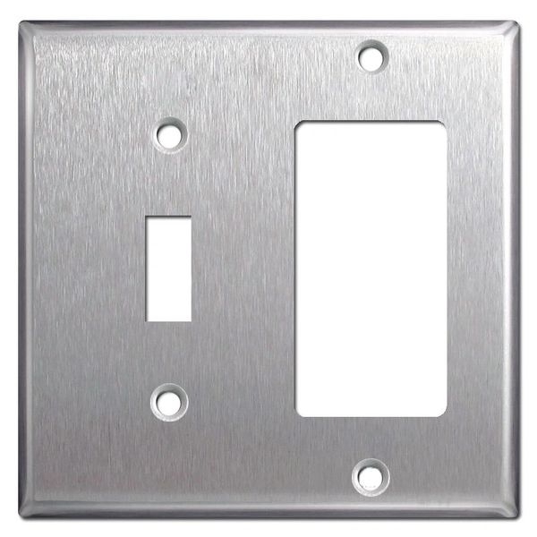 Brushed Satin Nickel Stainless Steel Wall Cover Toggle/Rocker Combo