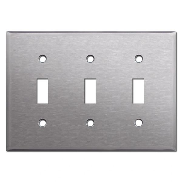 Brushed Satin Nickel Stainless Steel Wall Cover Triple Toggle