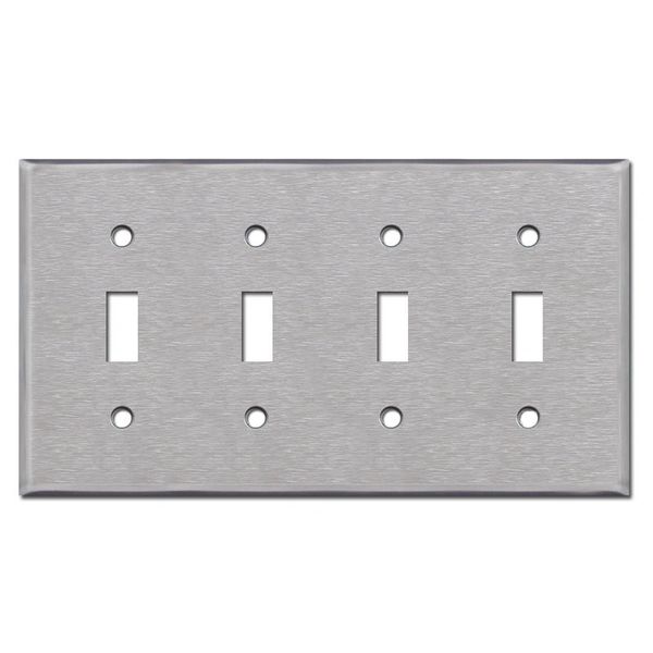 Brushed Satin Nickel Stainless Steel Wall Cover Four Toggle