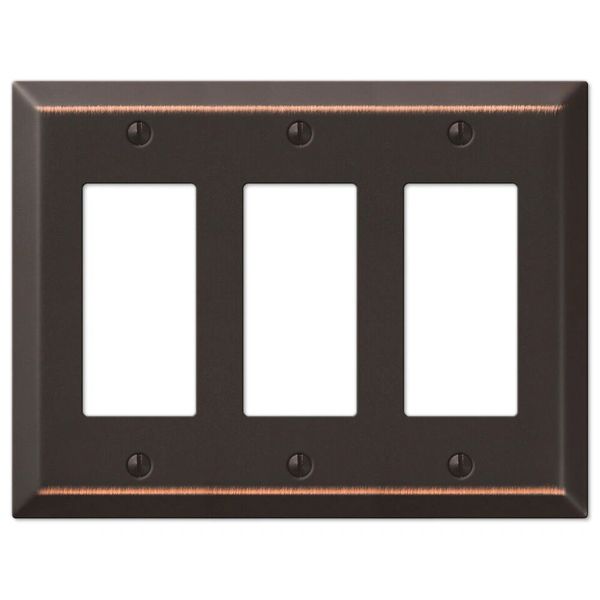 Switch Plate Outlet Cover Wall Rocker Oil Rubbed Bronze Triple Rocker