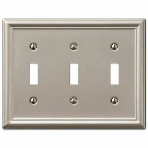 Switch Plate Outlet Cover Wall Satin Nickel Triple Toggle