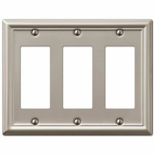 Switch Plate Outlet Cover Wall Satin Nickel Triple Rocker