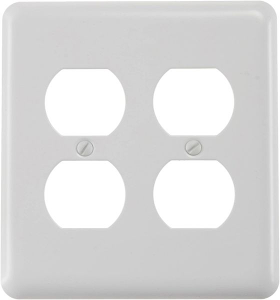 White Metal Double Duplex Switch Wall Plate Cover Enamel Finish
