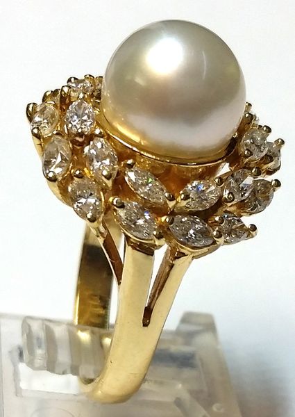 Pearl and Diamond Halo Ring | Brilliant Jewelry Brokers