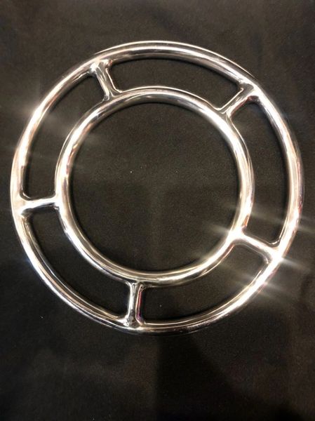 Polished stainless steel double shibari suspension ring
