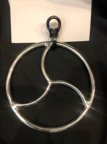 Polished stainless steel Triskle shibari suspension ring with spinner